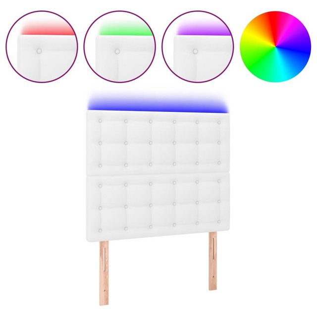 vidaXL Bett, LED Kopfteil Weiß 100x5x118/128 cm Kunstleder günstig online kaufen