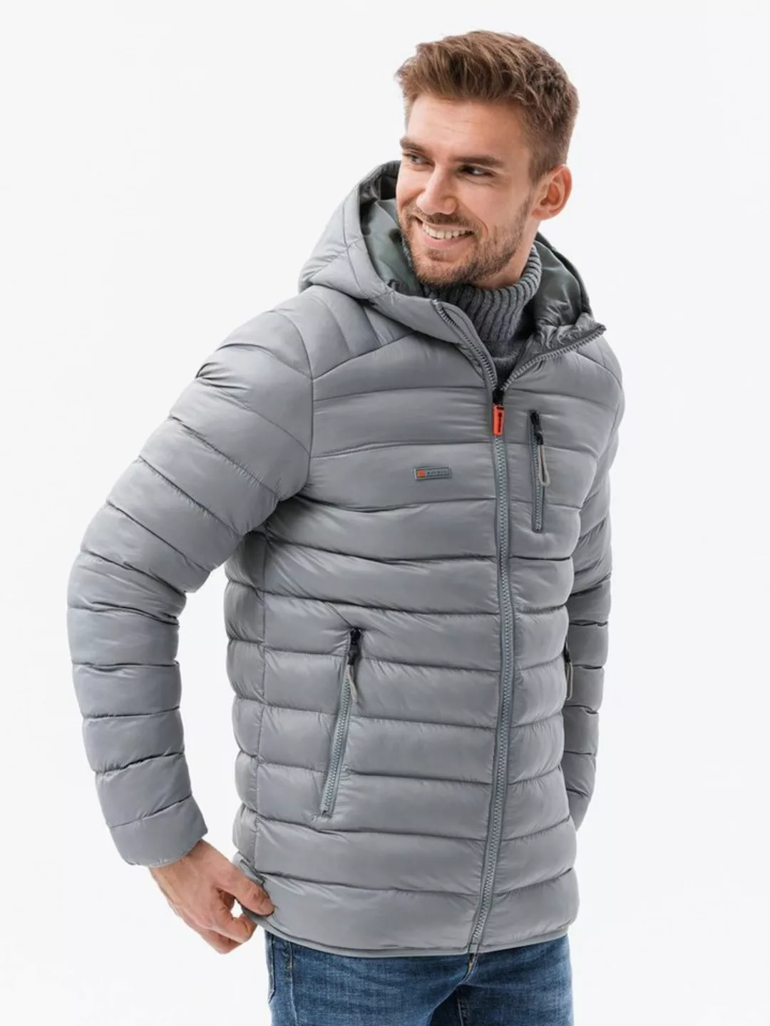 OMBRE Steppjacke Herren Steppjacke mit Kapuze - grau V2 C549 L günstig online kaufen