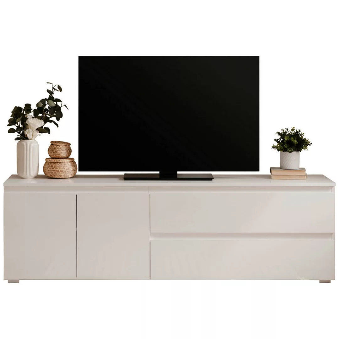 TV-Lowboard Capetown weiß glänzend B/H/T: ca. 180x55x40 cm günstig online kaufen