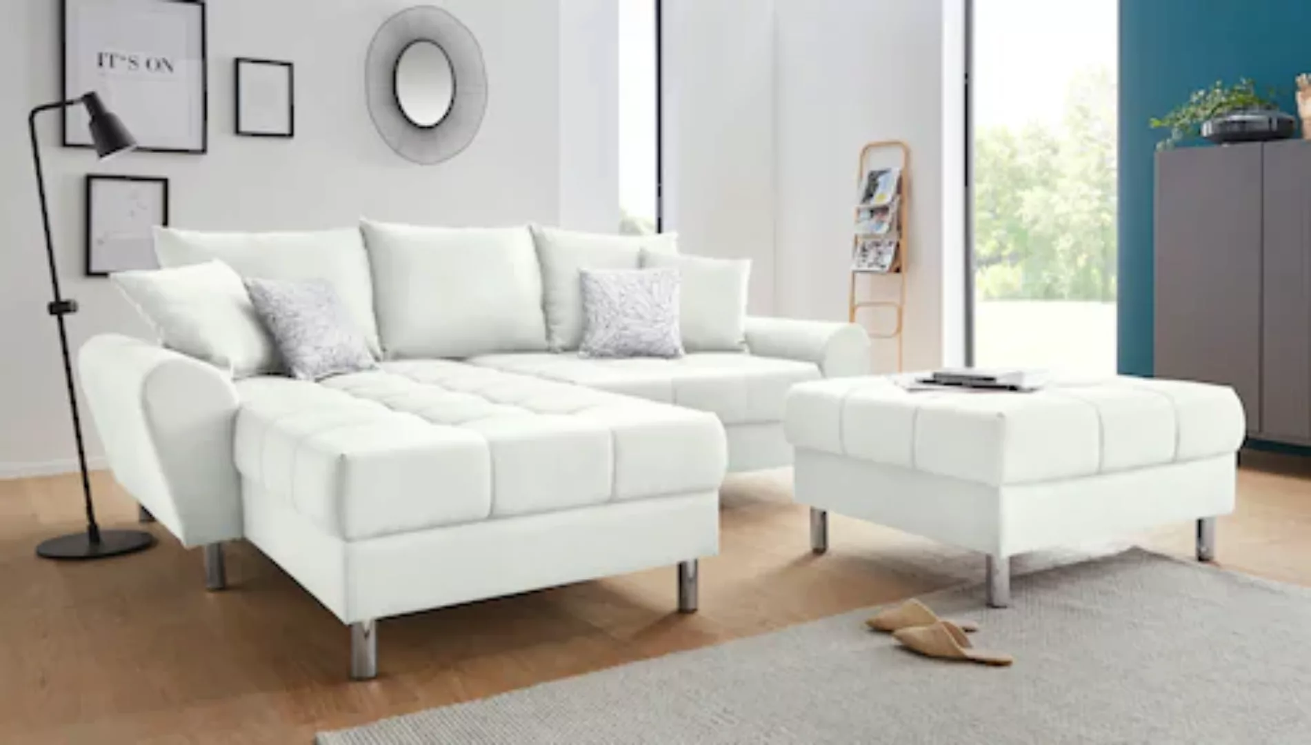 COLLECTION AB Ecksofa "Rada L-Form", inklusive Hocker, Bettfunktion und Fed günstig online kaufen