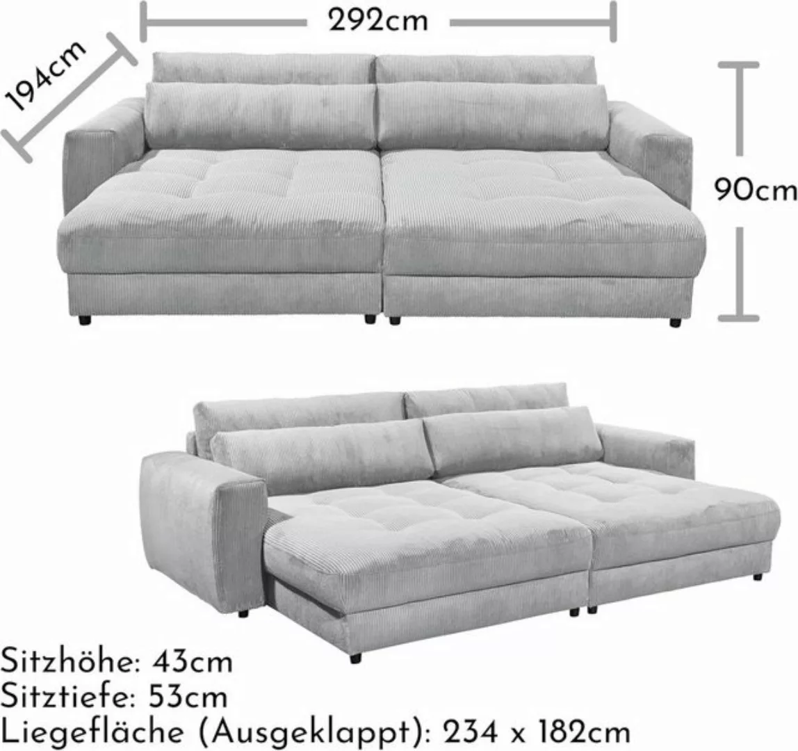 ED EXCITING DESIGN Big-Sofa Barura, mit Rückenkissen günstig online kaufen