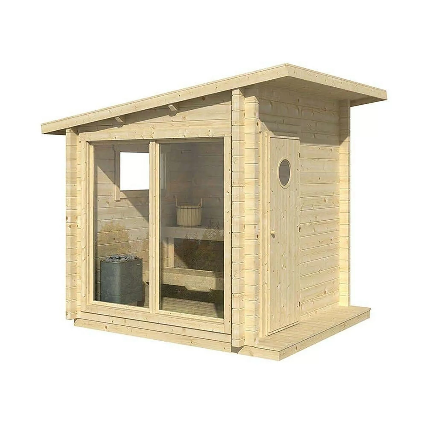 Polhus Gartensauna Olli Naturbelassen 239 cm x 288 cm Wandstärke 70 mm günstig online kaufen