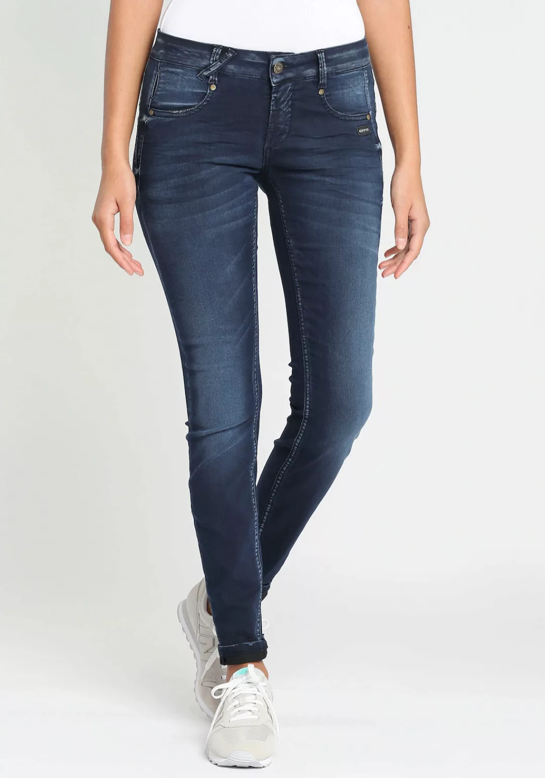 GANG Skinny-fit-Jeans 94NELE mit Rundpasse und seitlichen Dreieckseinsätzen günstig online kaufen
