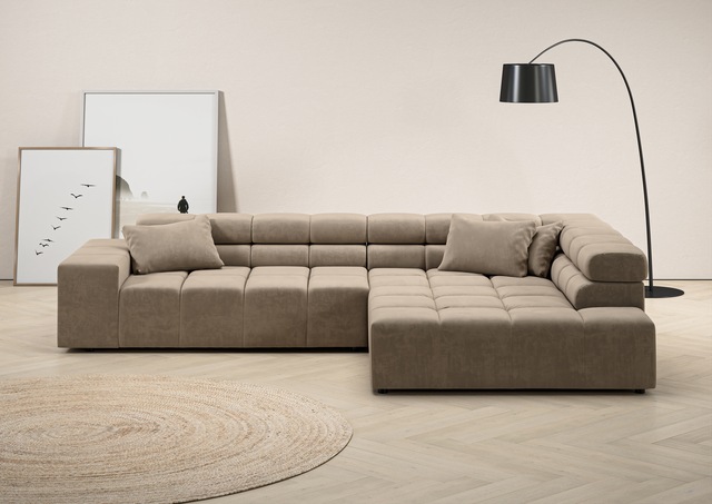 INOSIGN Ecksofa Ancona incl. Kopfteilverstellung, Zierkissen Breite 319cm, günstig online kaufen