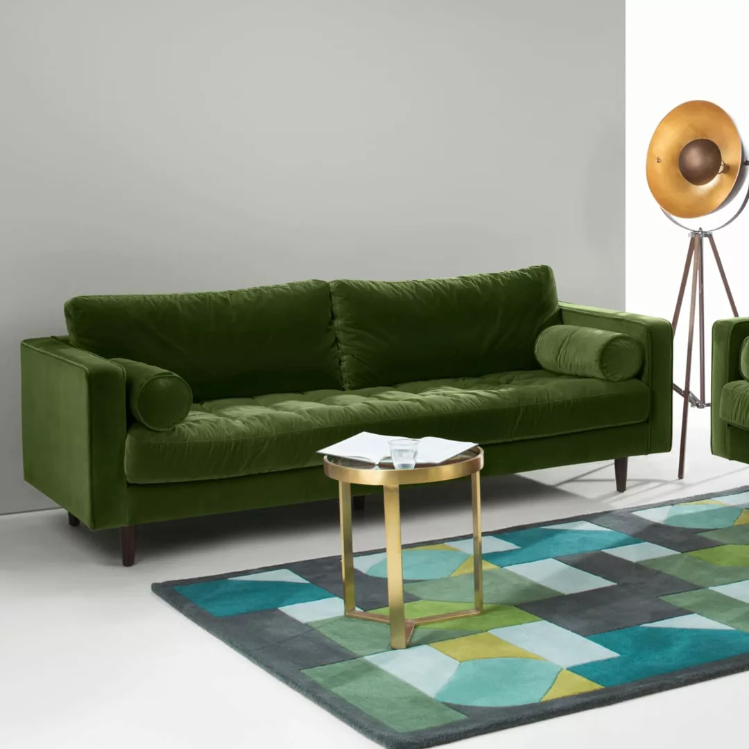 Scott 3-Sitzer Sofa, Samt in Grasgruen - MADE.com günstig online kaufen