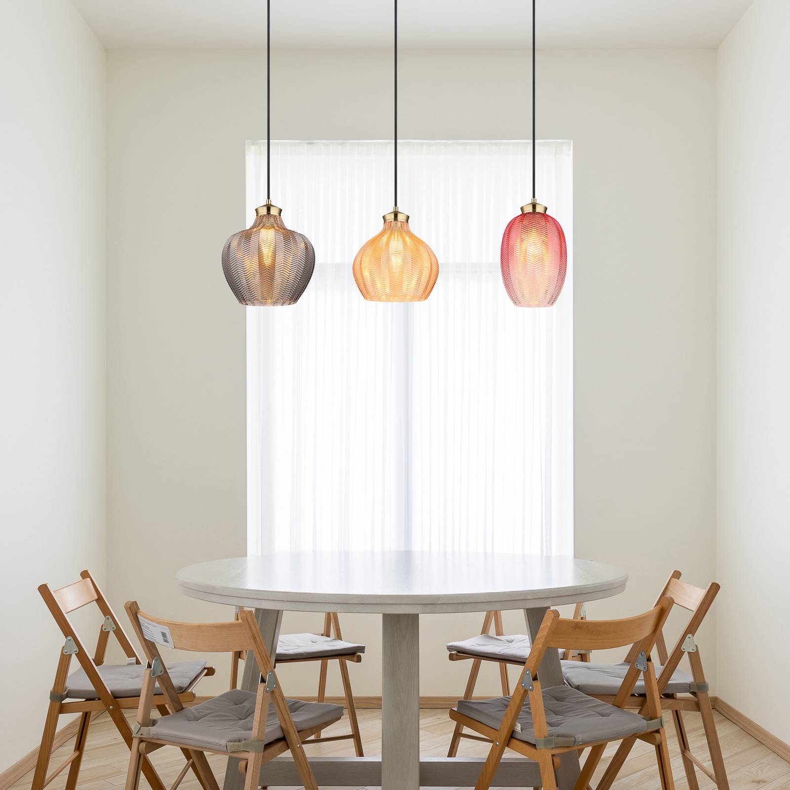Hängelampe Jessica, Länge 90 cm, bunt, 3-flg., Glas günstig online kaufen