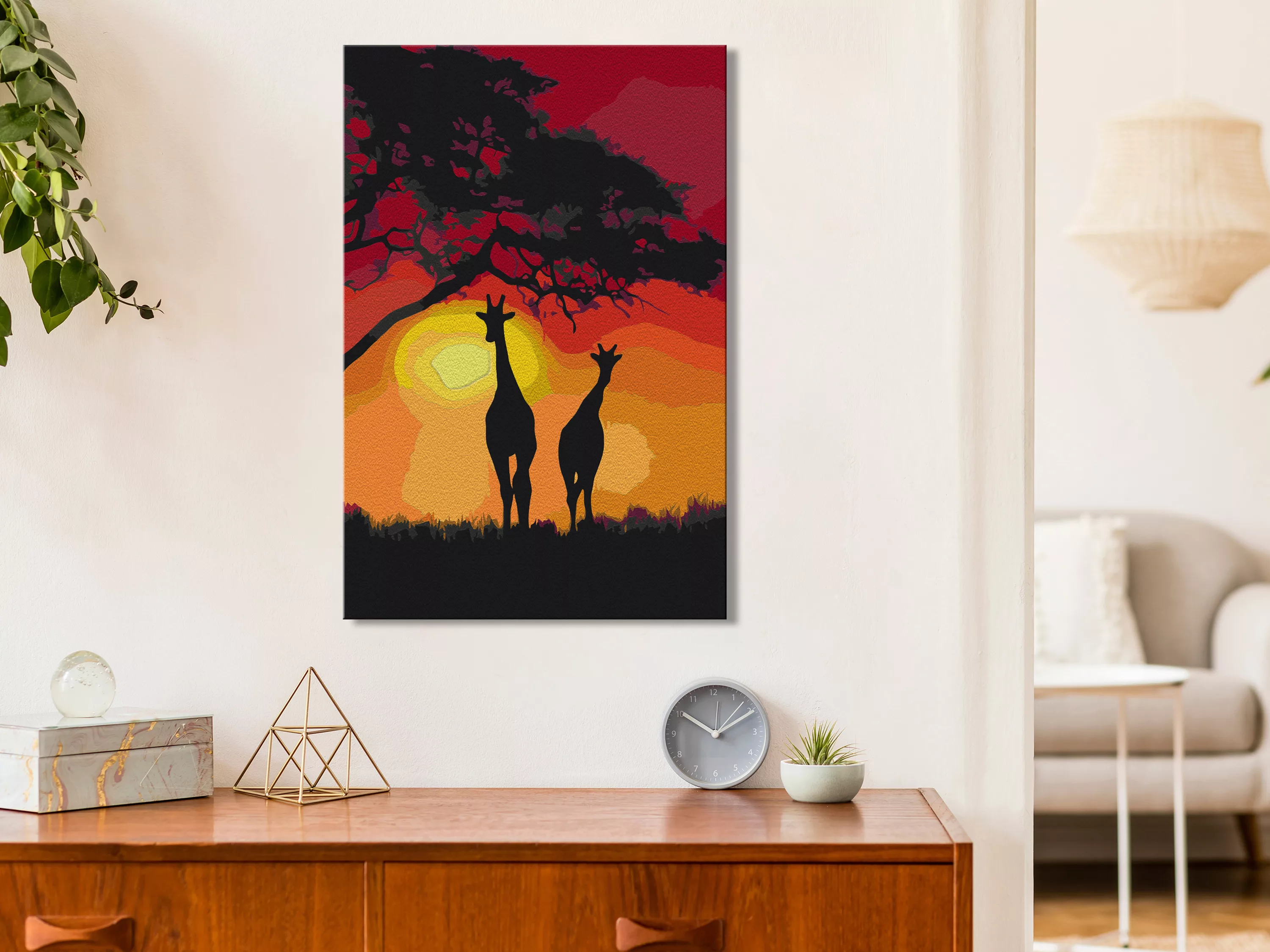 Malen Nach Zahlen - Giraffes And Sunset günstig online kaufen