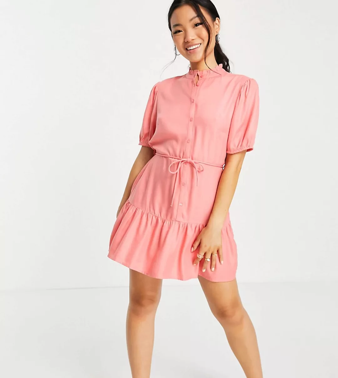 Miss Selfridge Petite – Hemdkleid in Koralle-Rosa günstig online kaufen