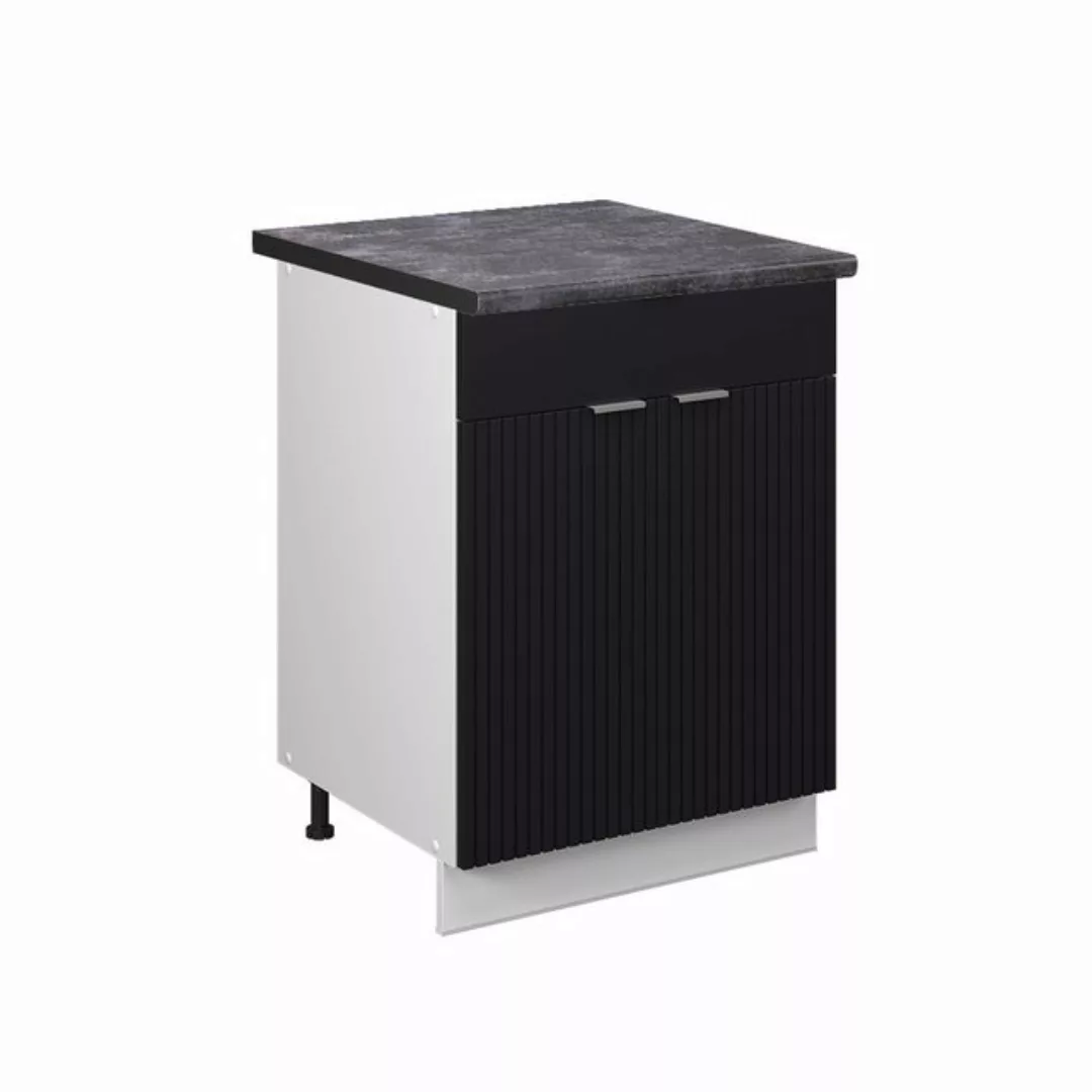 Vicco Unterschrank Fame-Line, Schwarz gestreift/Weiß, 60 cm mit Schublade, günstig online kaufen