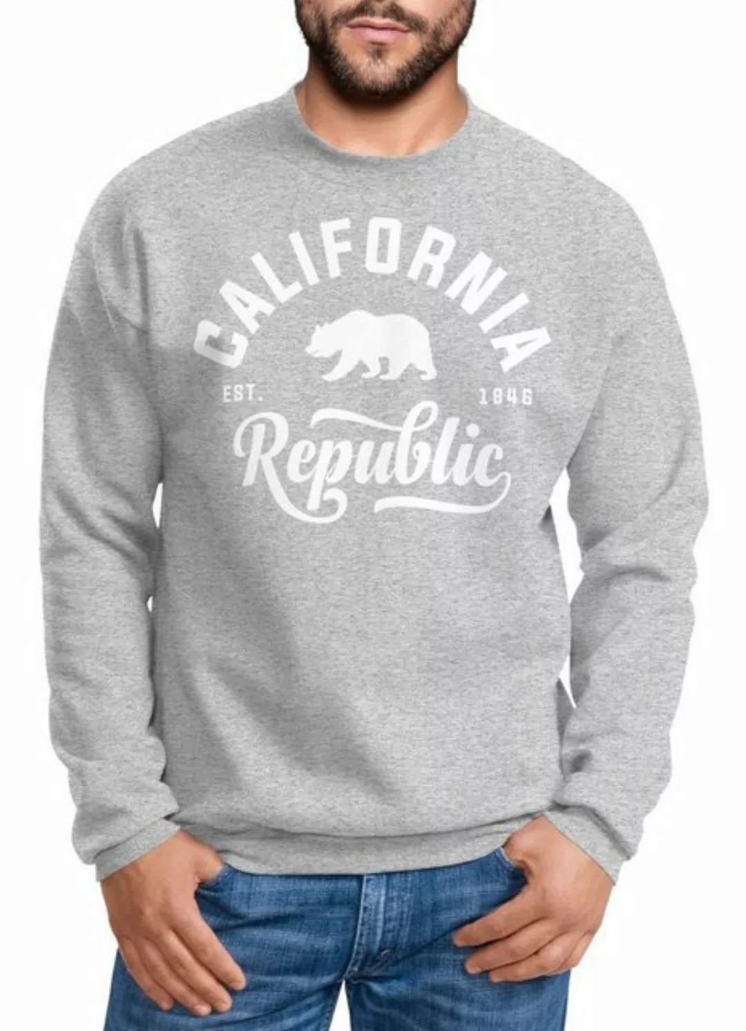 Neverless Sweatshirt Schöner California Republic Herren Pullover Sweatshirt günstig online kaufen