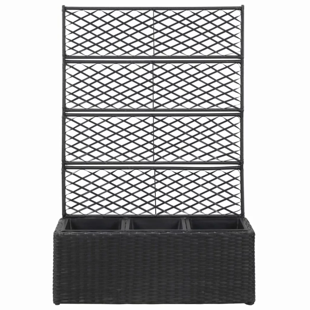 Hochbeet Mit Rankgitter 3 Töpfe 83ã30ã130cm Poly Rattan Schwarz günstig online kaufen