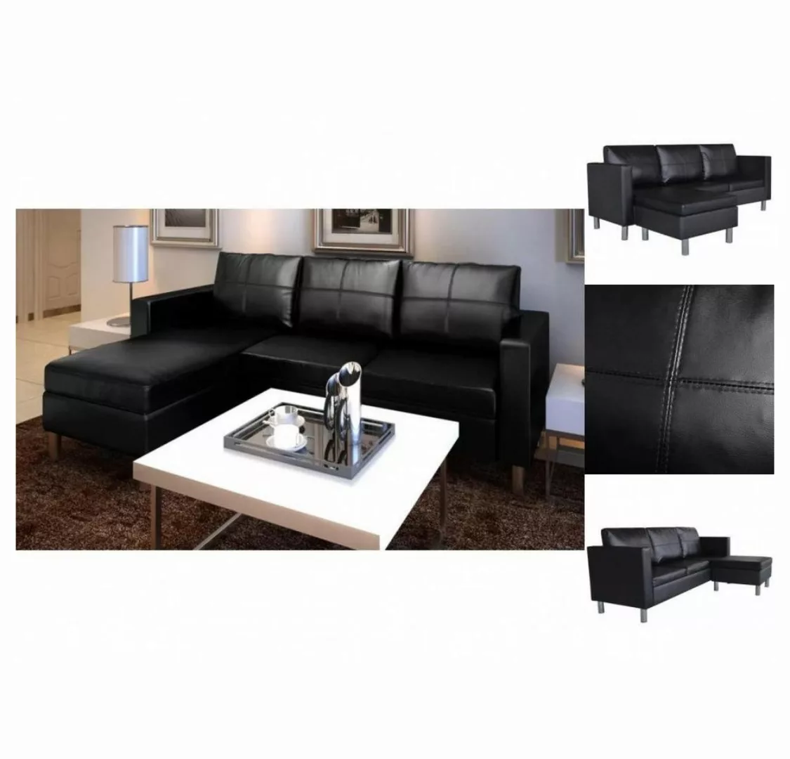 vidaXL Sofa L-förmiges Sofa 3-Sitzer Kunstleder Schwarz günstig online kaufen