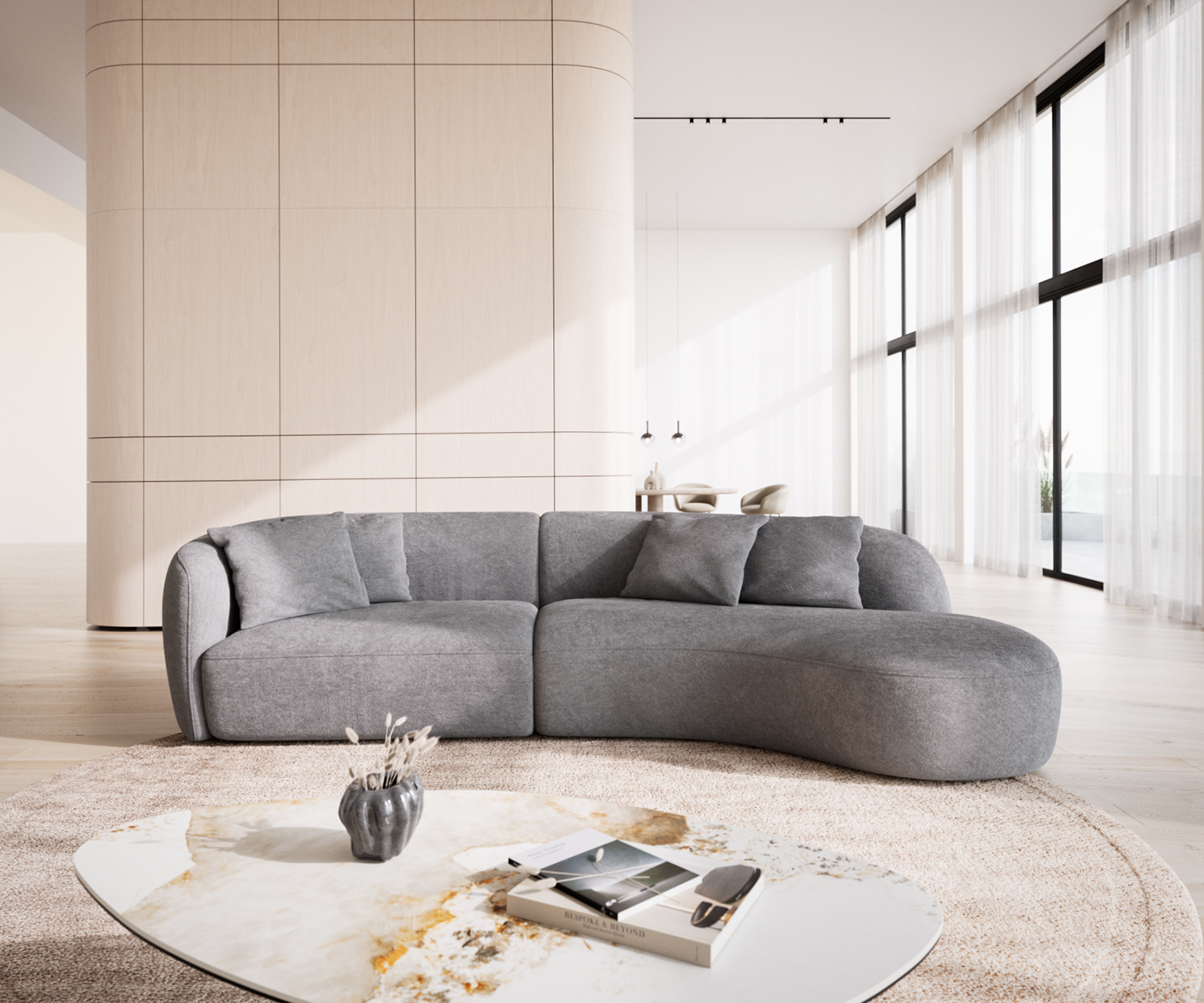 Sofa Mairi 330x160 cm Mikrofaser Grau günstig online kaufen