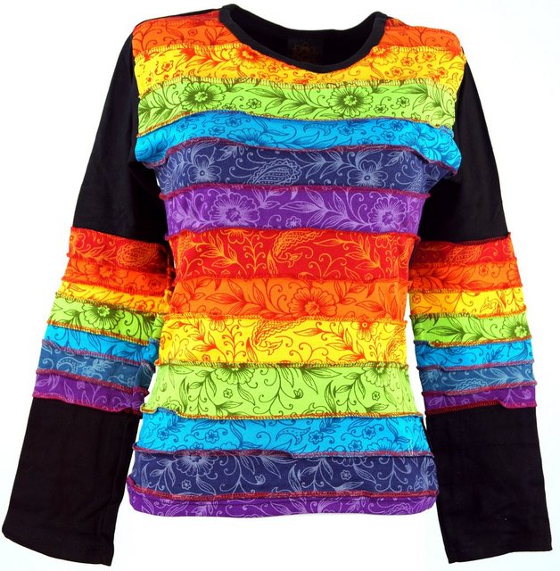 Guru-Shop Longsleeve Langarmshirt Regenbogen alternative Bekleidung günstig online kaufen