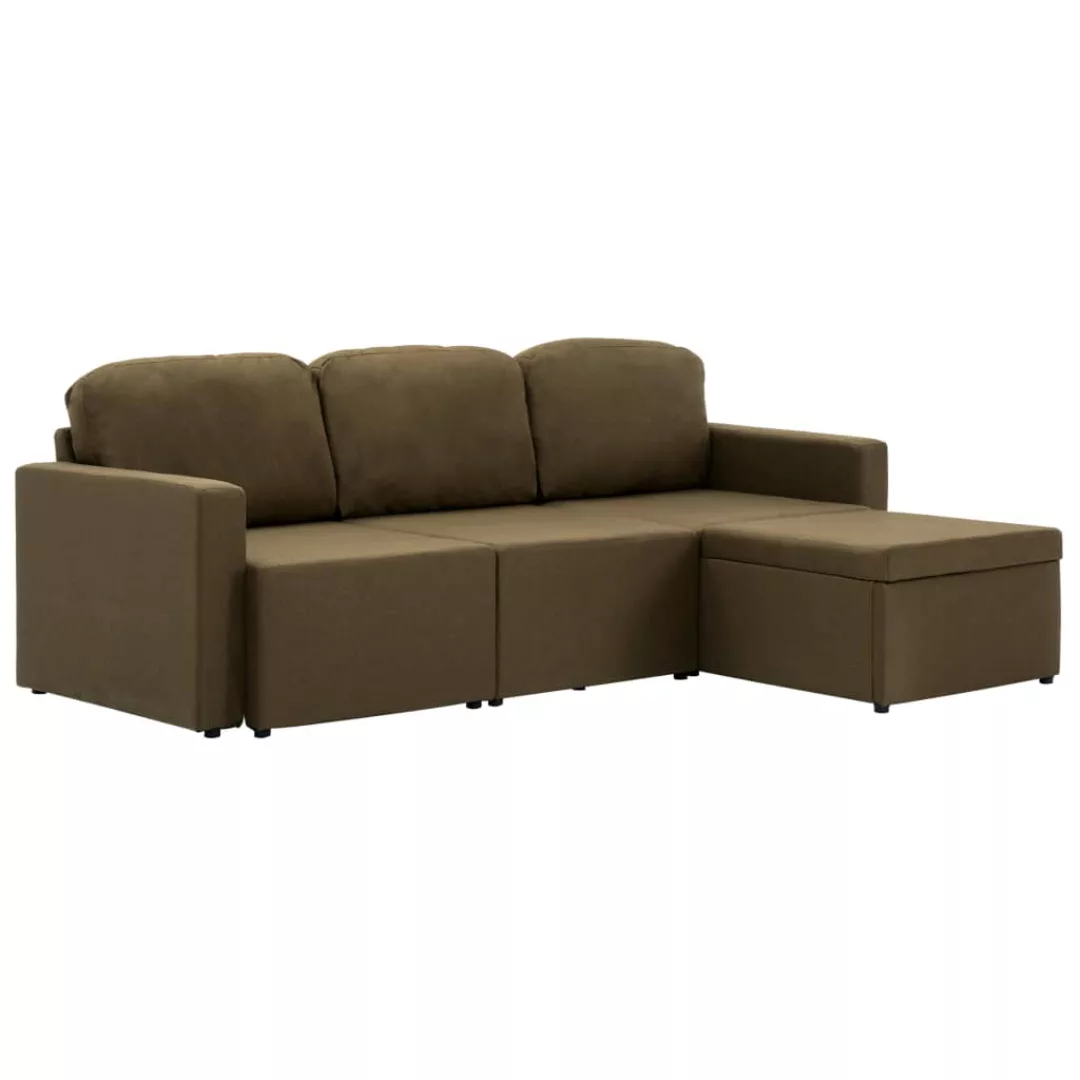 Modulares 3-sitzer-schlafsofa Braun Stoff günstig online kaufen