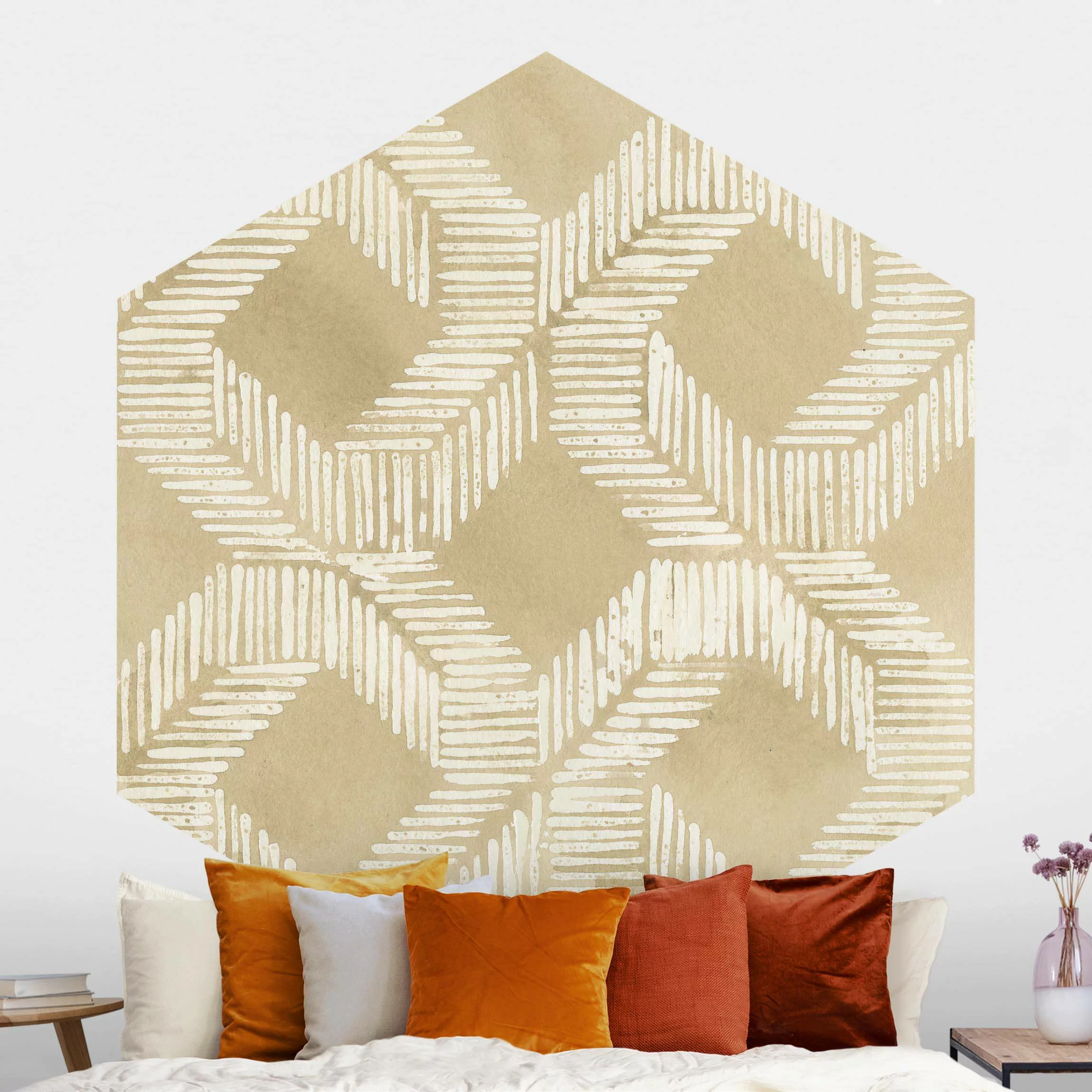 Hexagon Mustertapete selbstklebend Sandfarbene moderne Geometrie II günstig online kaufen