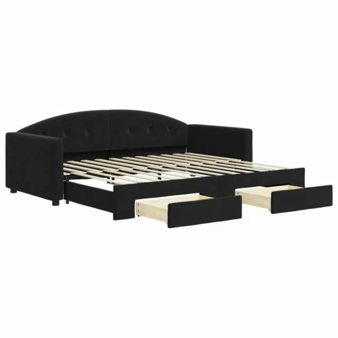 furnicato Bett Tagesbett Ausziehbar mit Schubladen Schwarz 90x200 cm Samt ( günstig online kaufen