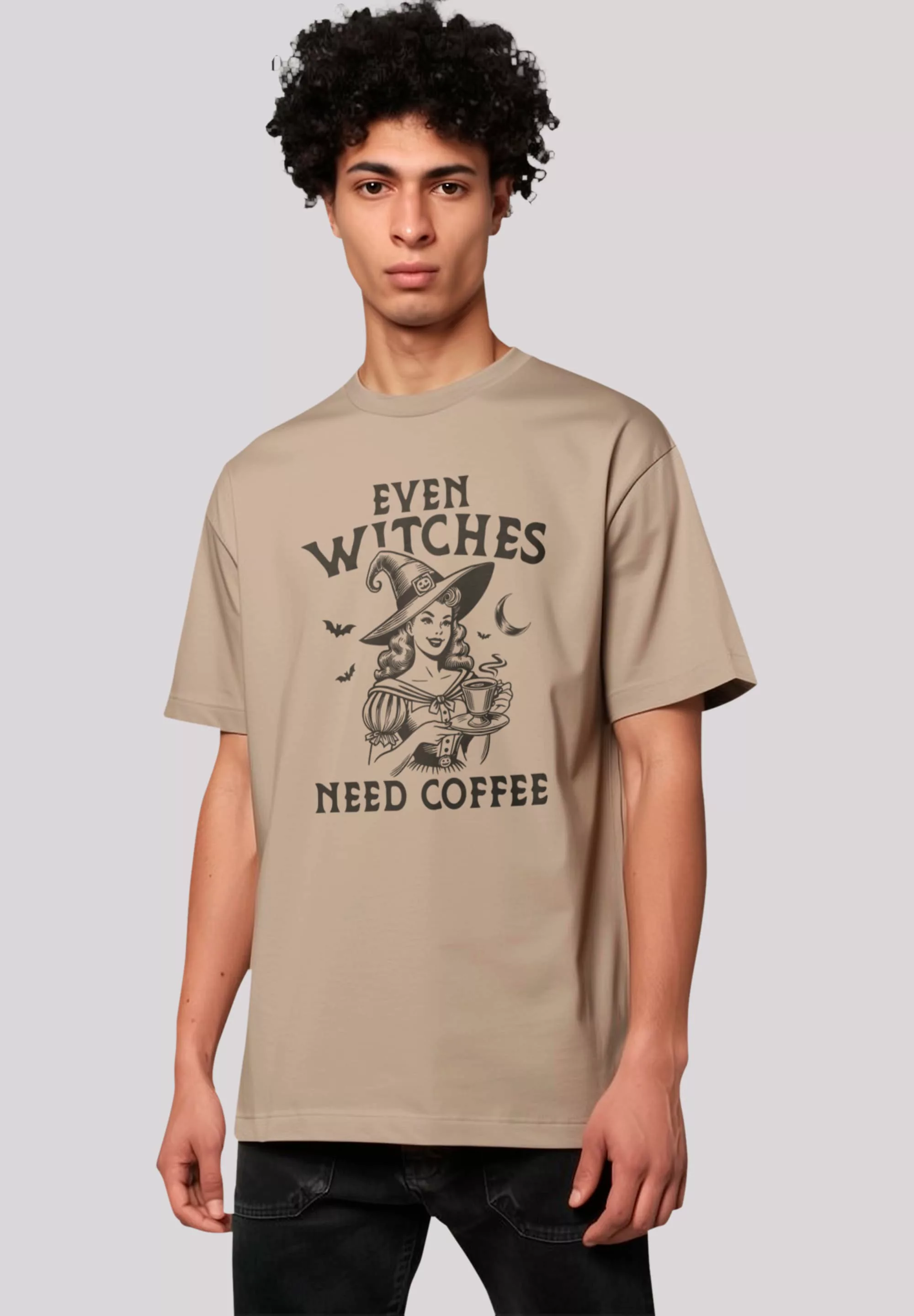 F4NT4STIC T-Shirt "Halloween Witch even witches need coffee", Premium Quali günstig online kaufen