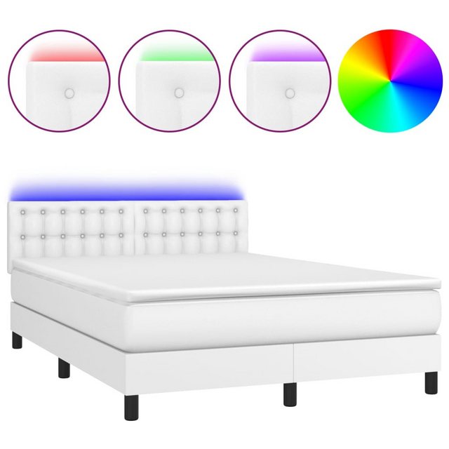 vidaXL Boxspringbett Bett Boxspringbett mit Matratze & LED Kunstleder (140 günstig online kaufen