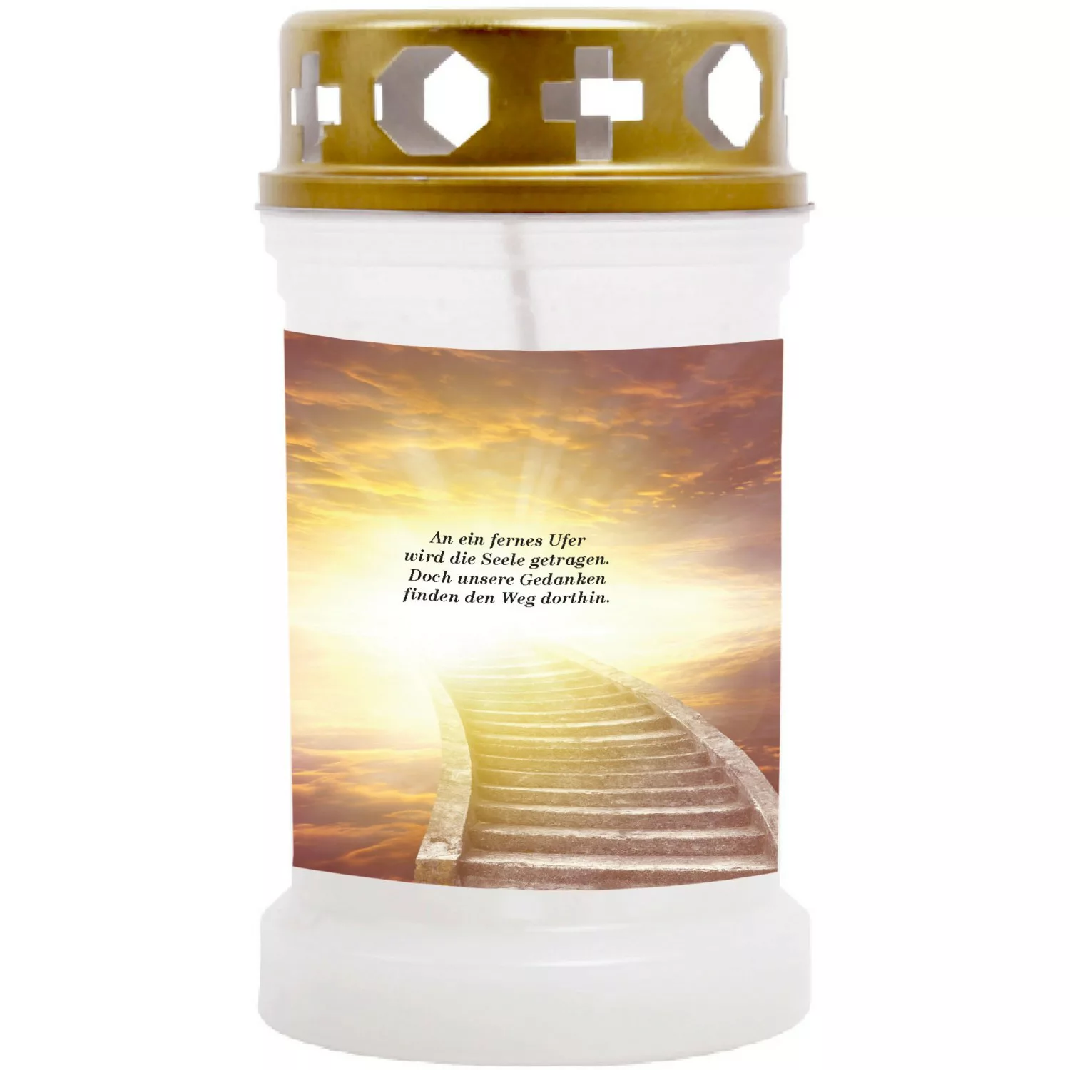 HS Candle Grabkerze Weiß 40h Inkl. Deckel Gold Treppe 2 günstig online kaufen