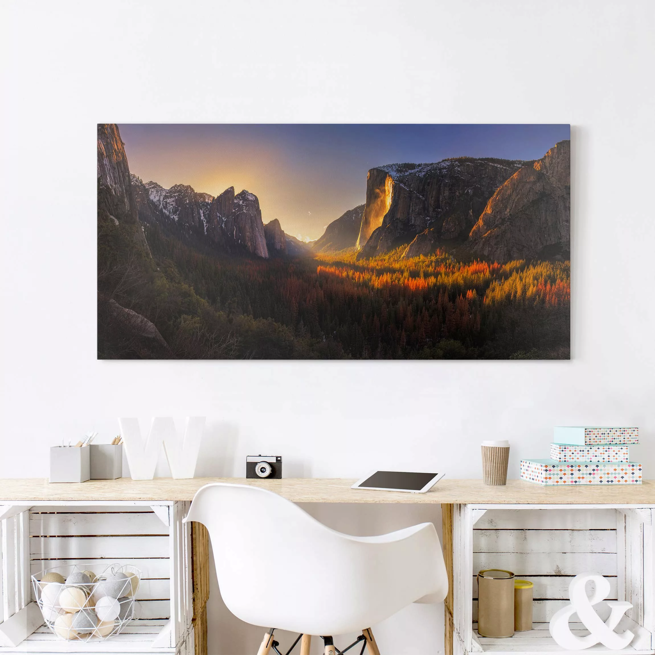 Leinwandbild Berg - Querformat Sonnenuntergang im Yosemite günstig online kaufen