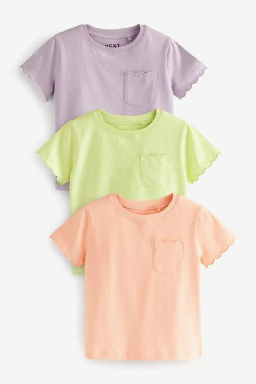 Next T-Shirt Kurzärmliges T-Shirt mit Bogensaum im 3er-Pack (3-tlg) günstig online kaufen