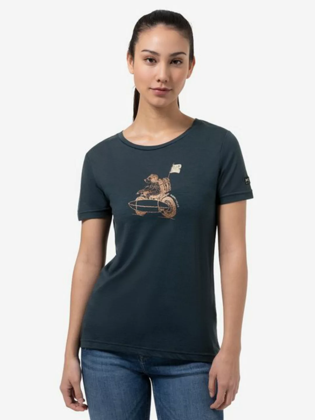 SUPER.NATURAL T-Shirt für Damen, Merino SUPERMOTOR BEAR Bike Motiv, bunt günstig online kaufen
