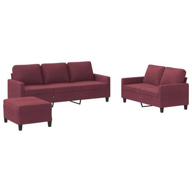 vidaXL Sofa Sofagarnitur mit Kissen Stoff, 3-tlg., Rot günstig online kaufen