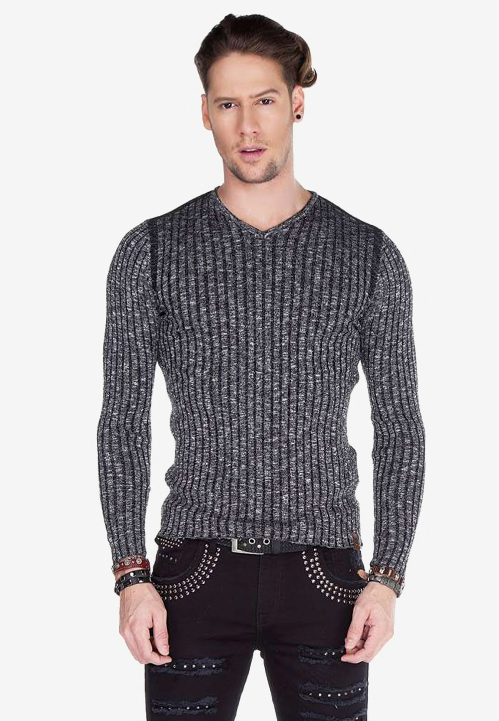 Cipo & Baxx Strickpullover, mit Kontrast-Strickmuster günstig online kaufen