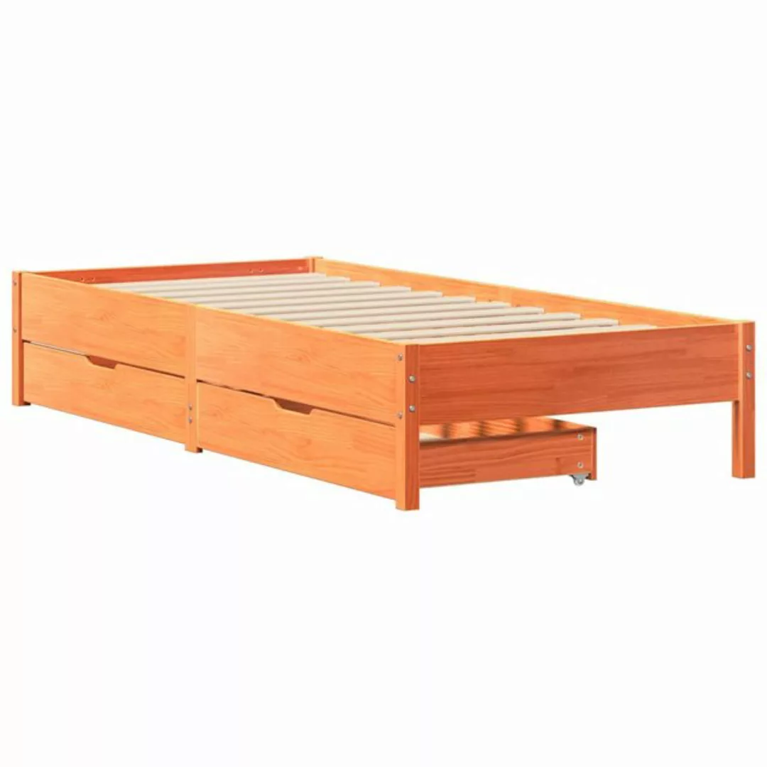 vidaXL Bett, Massivholzbett ohne Matratze Wachsbraun 75x190 cm Kiefernholz günstig online kaufen