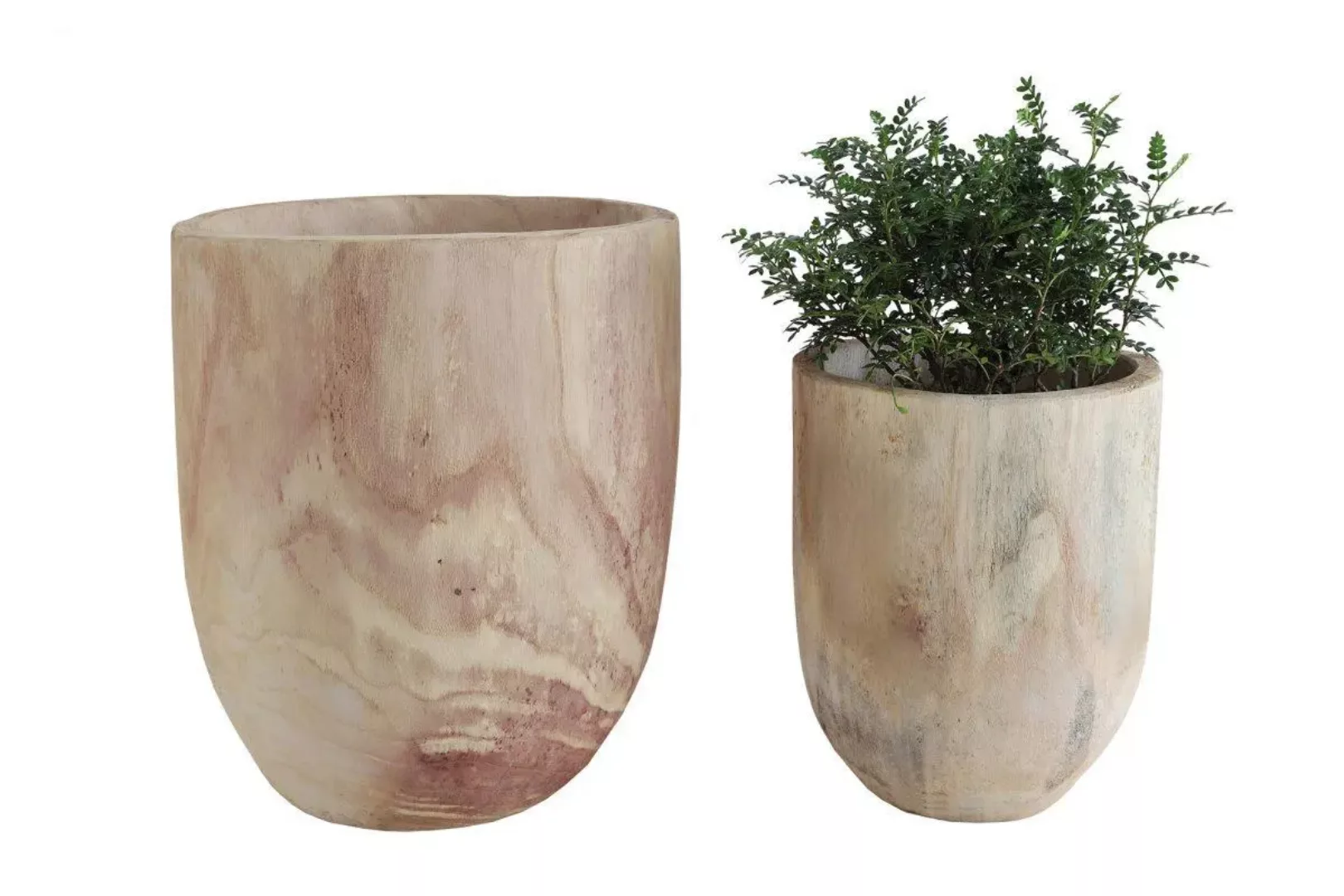 2er Set Deko Vase Fleur de Sel aus Holz in Beige und Braun günstig online kaufen