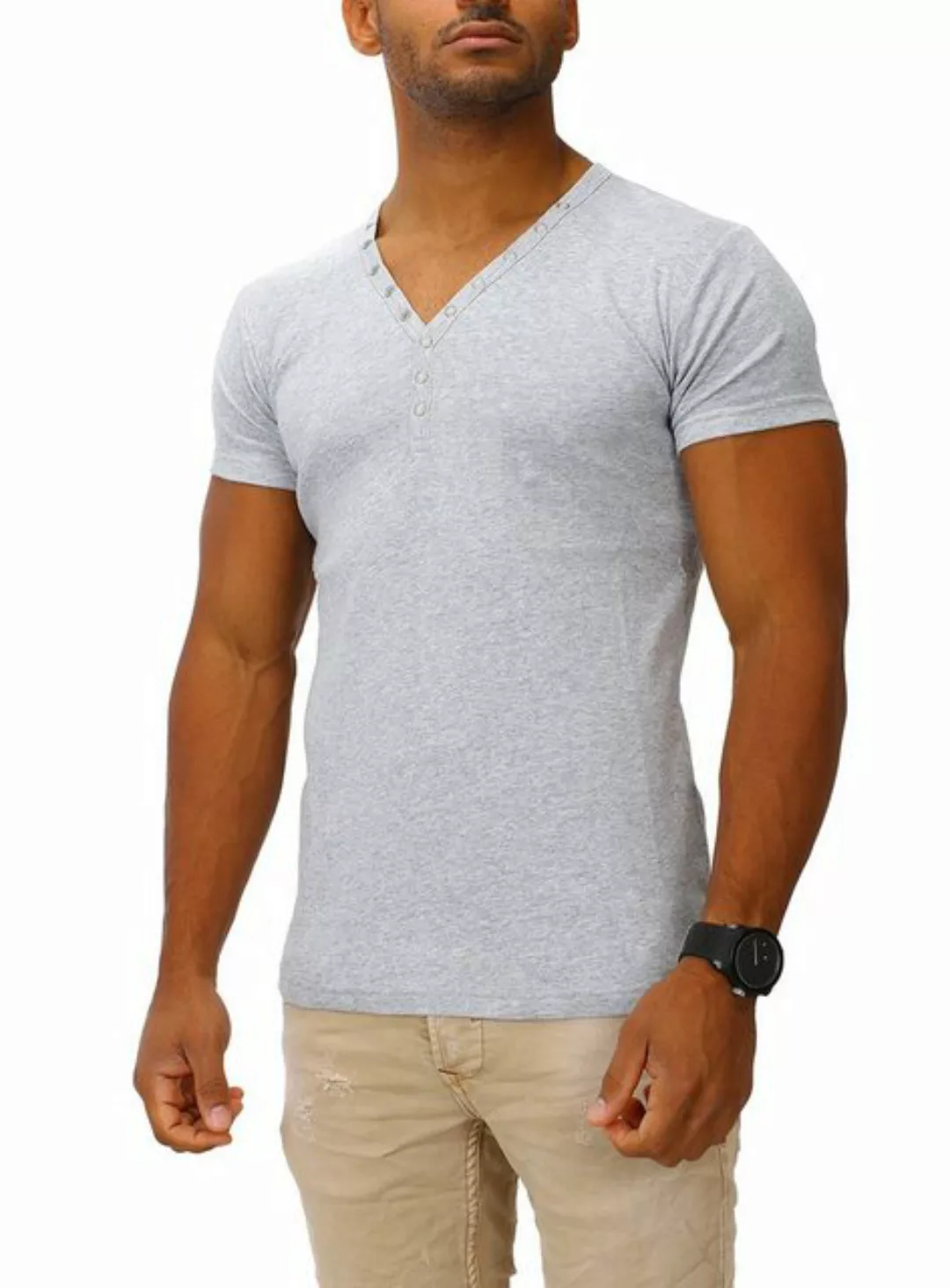 Joe Franks T-Shirt SMALL BUTTON (1-tlg) in stylischem Slim Fit, Kurzarm Dru günstig online kaufen