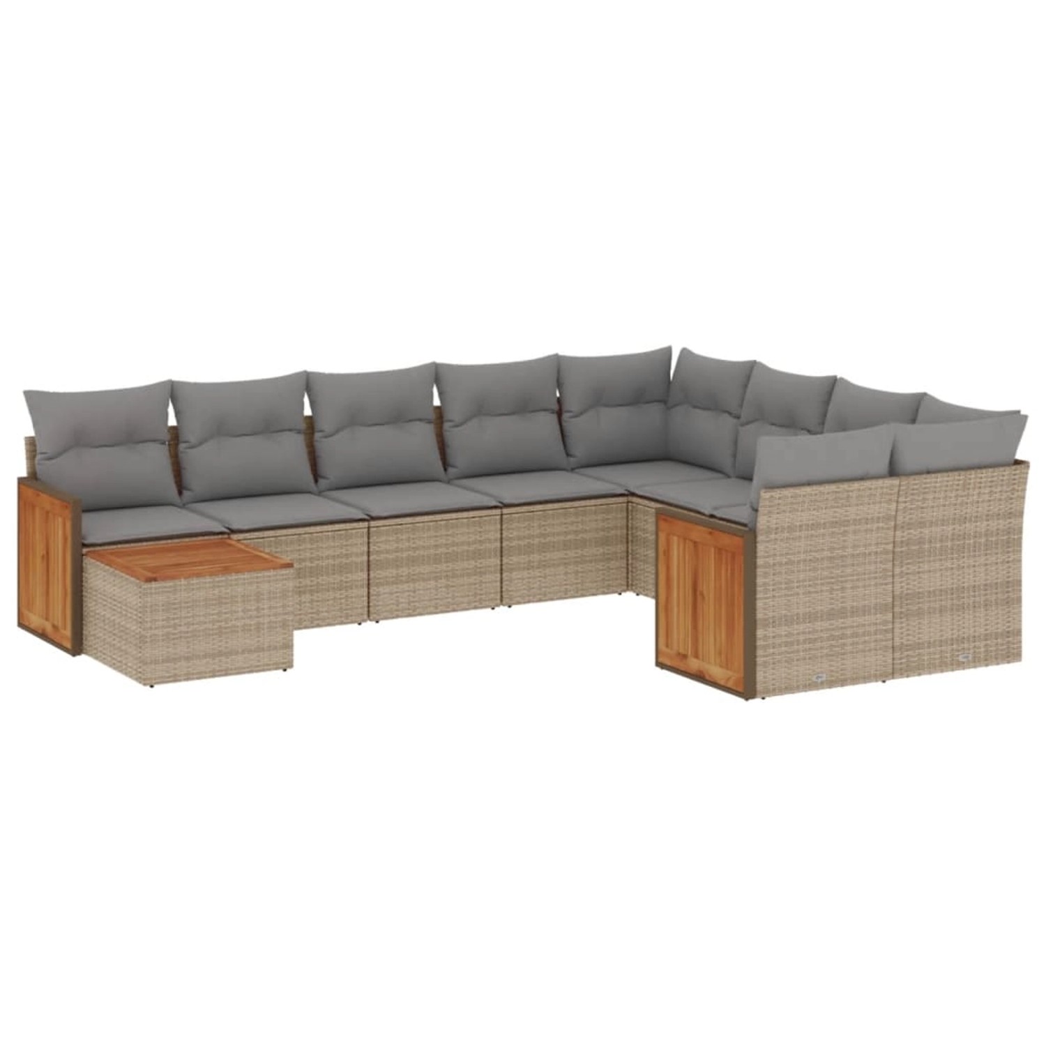 vidaXL 10-Tlg Garten-Sofagarnitur mit Kissen Beige Poly Rattan 3260400 günstig online kaufen