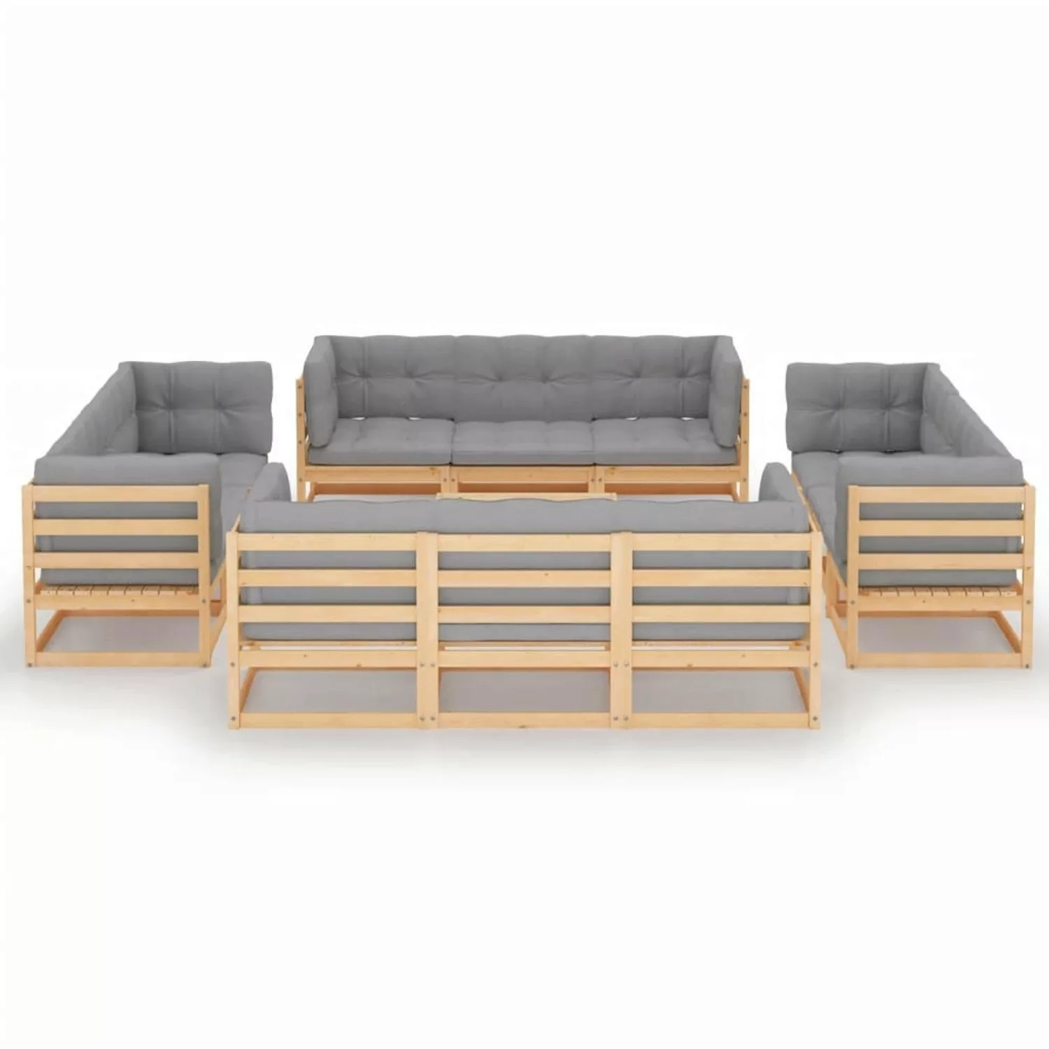 13-tlg. Garten-lounge-set Mit Kissen Kiefer Massivholz günstig online kaufen