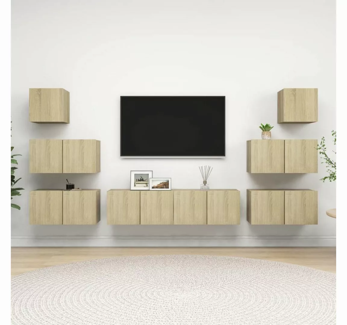 vidaXL TV-Schrank 8-tlg. TV-Schrank-Set Sonoma-Eiche Holzwerkstoff (8-St) günstig online kaufen