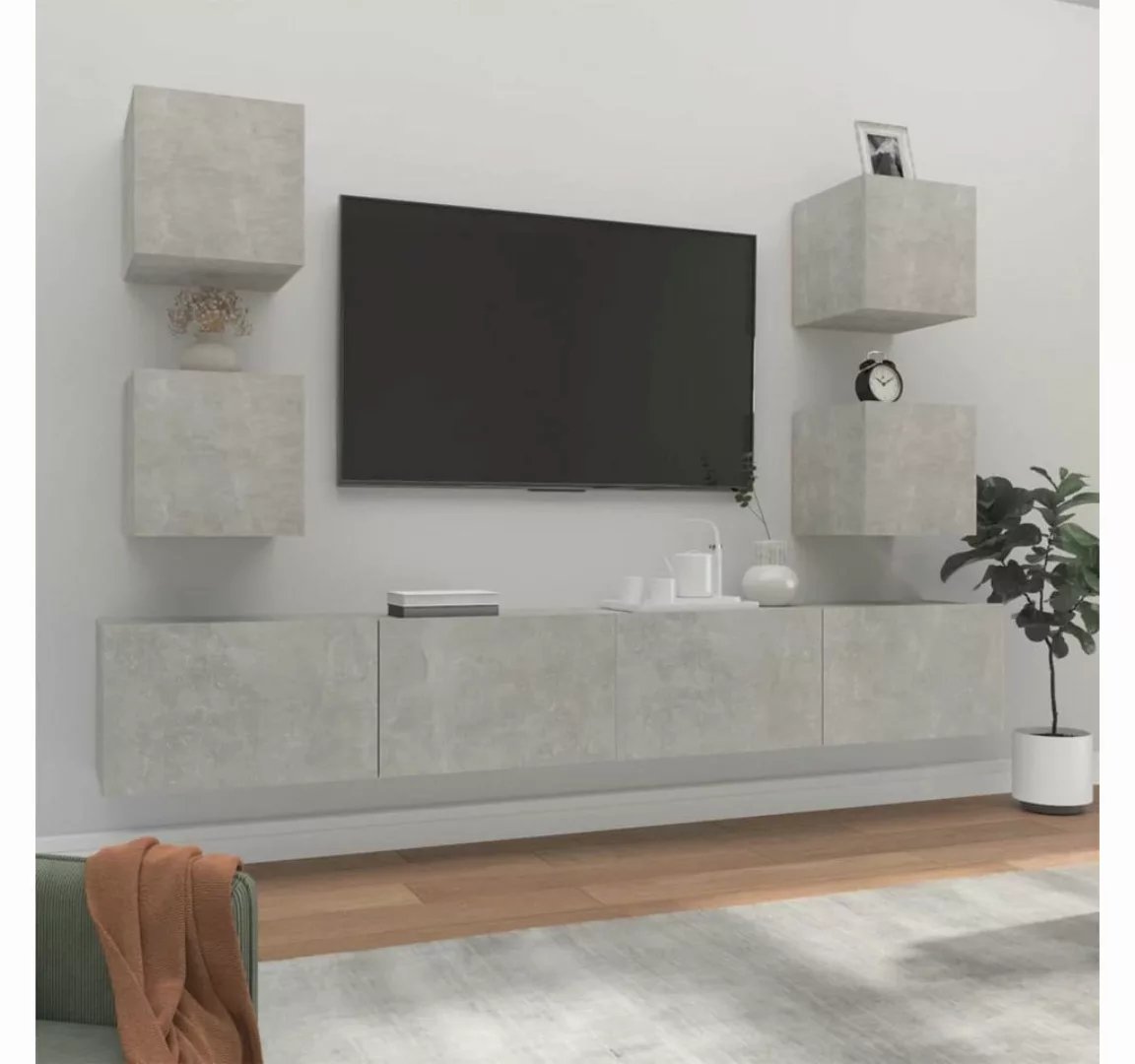 furnicato TV-Schrank 6-tlg. TV-Schrank-Set Betongrau Holzwerkstoff günstig online kaufen