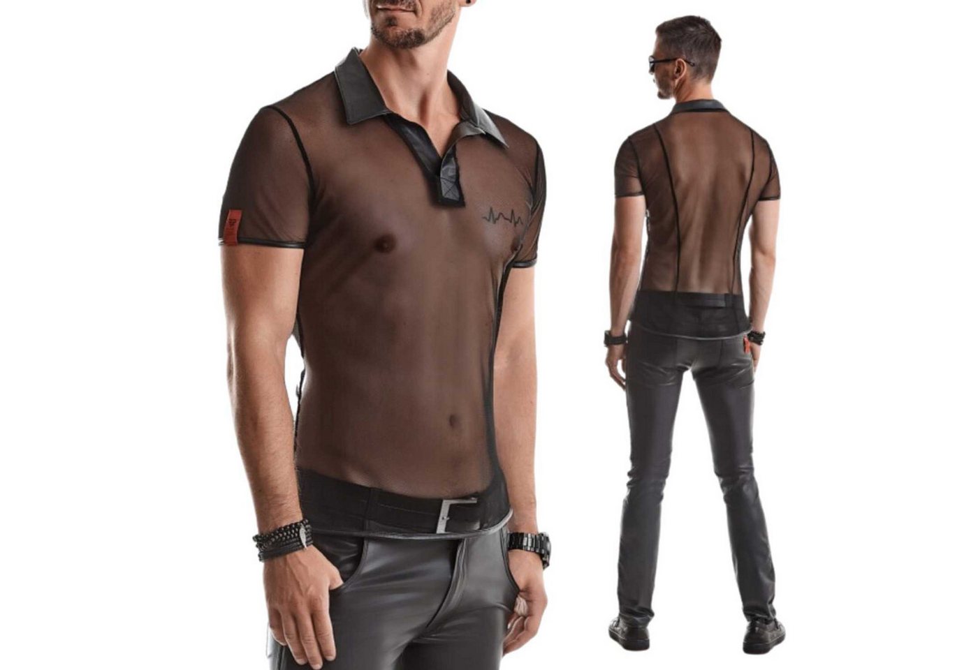 Regnes Fetish Planet Kurzarmhemd Roberto transparentes Polo Shirt schwarz S günstig online kaufen