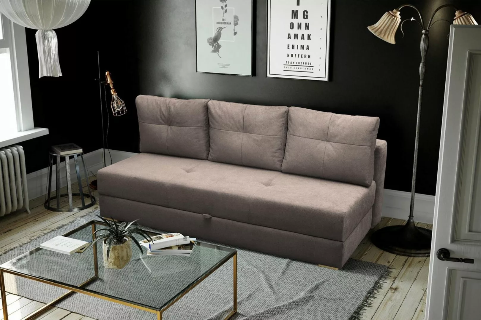 Beautysofa 3-Sitzer Dafne, mit Bettkasten, Schlaffunktion, Couch, Schlafsof günstig online kaufen