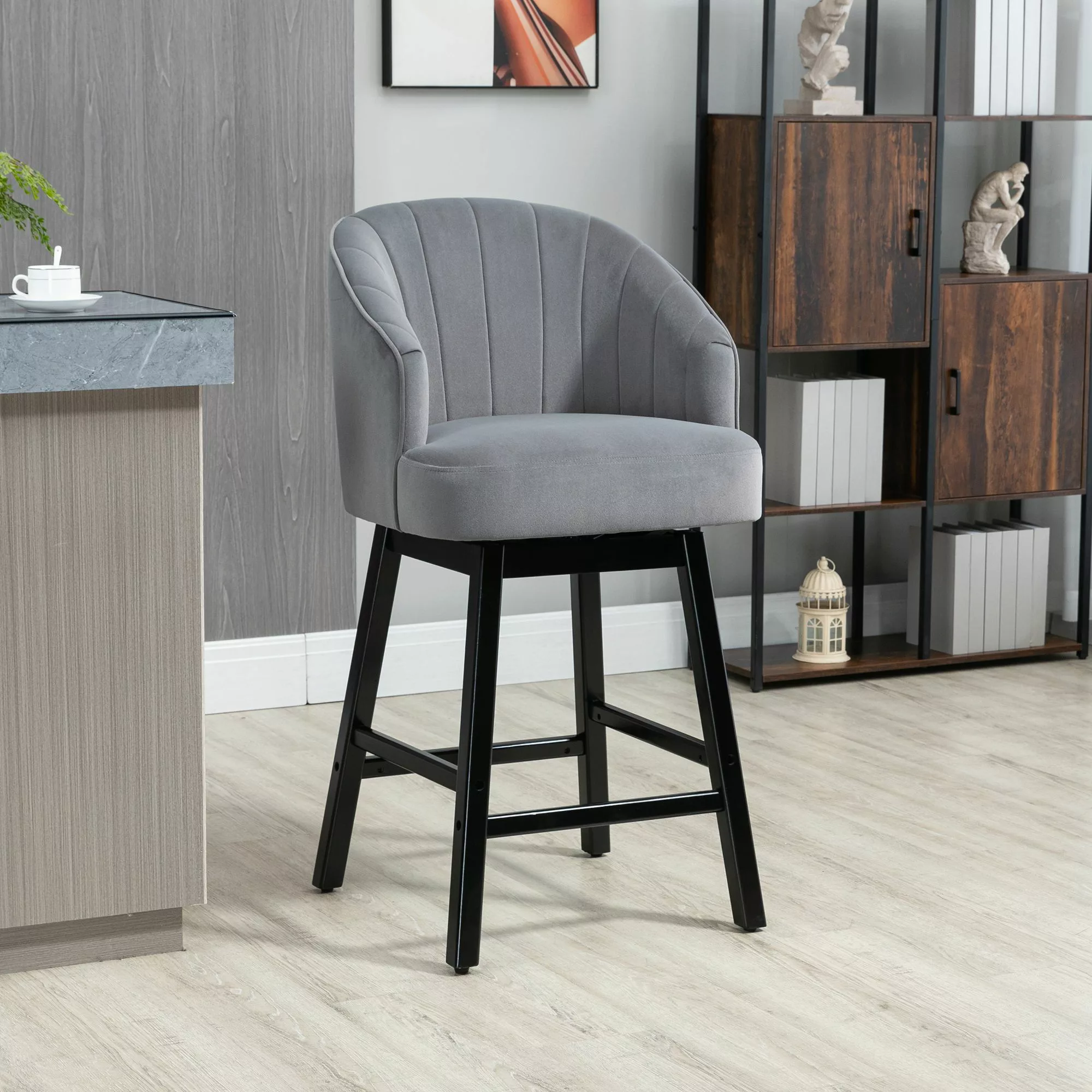 HOMCOM Bürostuhl Drehstuhl mit Fußstütze Schreibtischstuhl Sitzhocker Barho günstig online kaufen