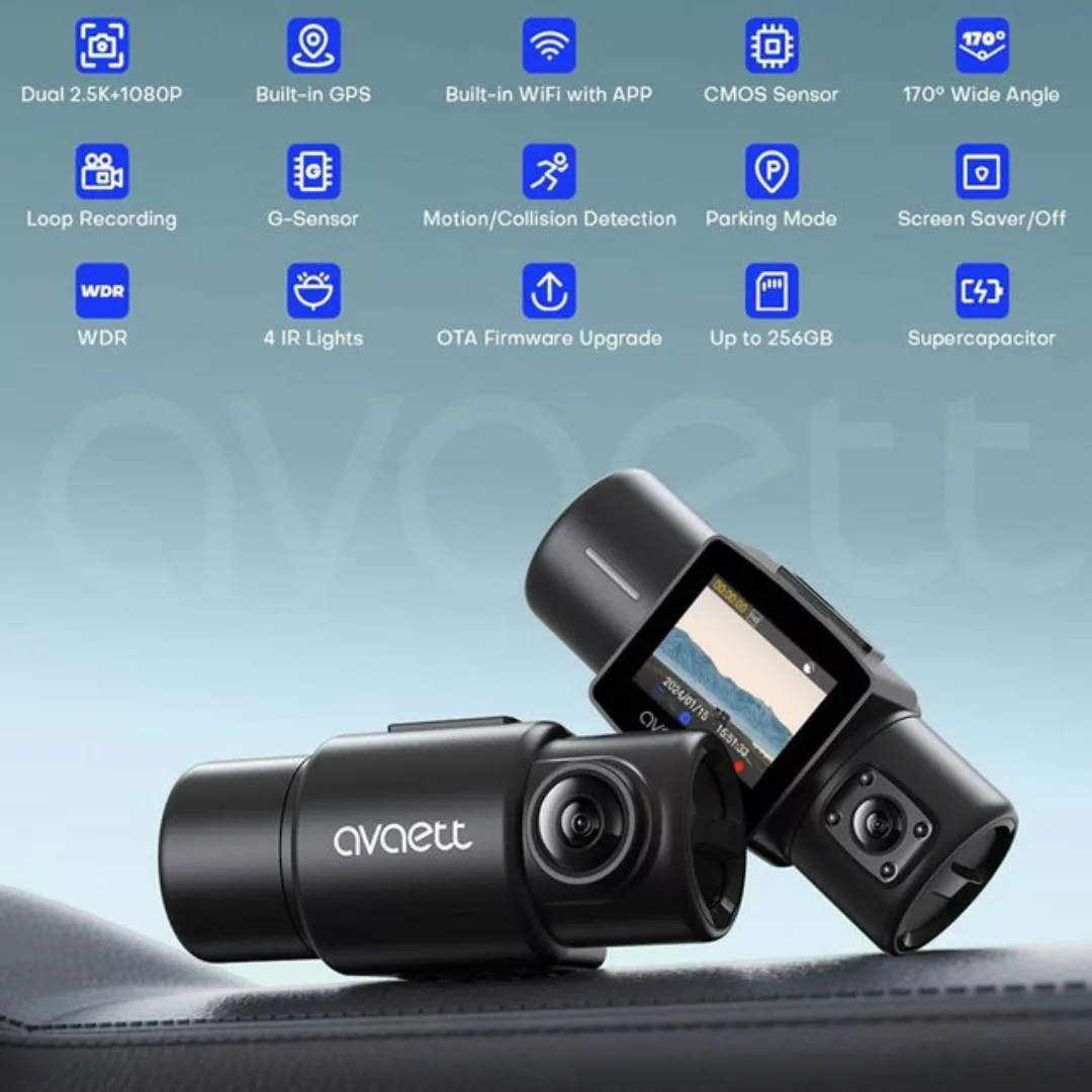 Avylet Dual Fahrrekorder Auto mit 170° Weitwinkelobjektiv Dashcam Dashcam ( günstig online kaufen