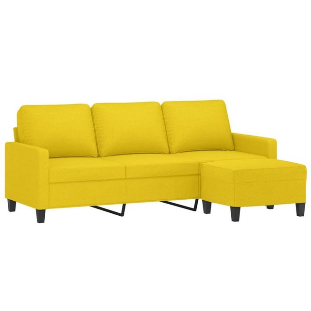 vidaXL Sofa 3-Sitzer-Sofa mit Hocker Hellgelb 180 cm Stoff günstig online kaufen