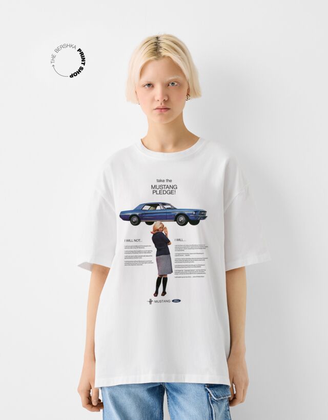 Bershka T-Shirt Ford Damen Xs Weiss günstig online kaufen
