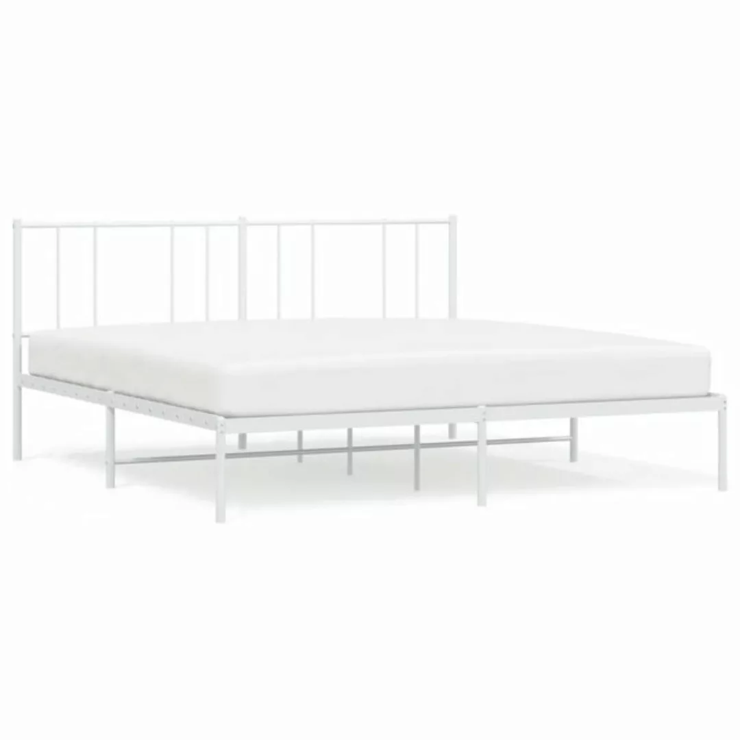 furnicato Bett Bettgestell mit Kopfteil Metall Weiß 180x200 cm günstig online kaufen