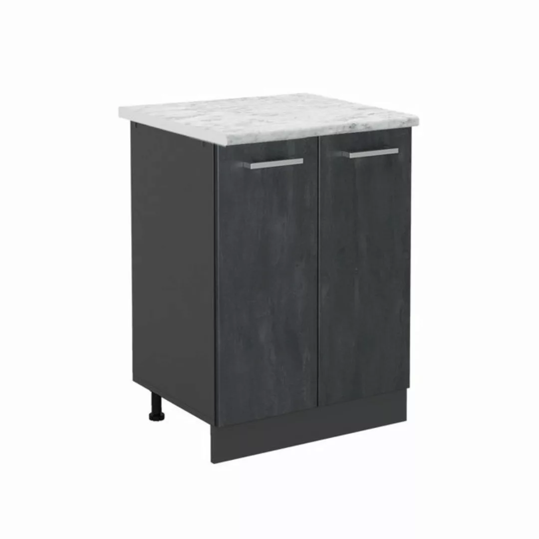 Vicco Unterschrank R-Line, Schwarz Beton/Anthrazit, 60 cm AP Marmor günstig online kaufen