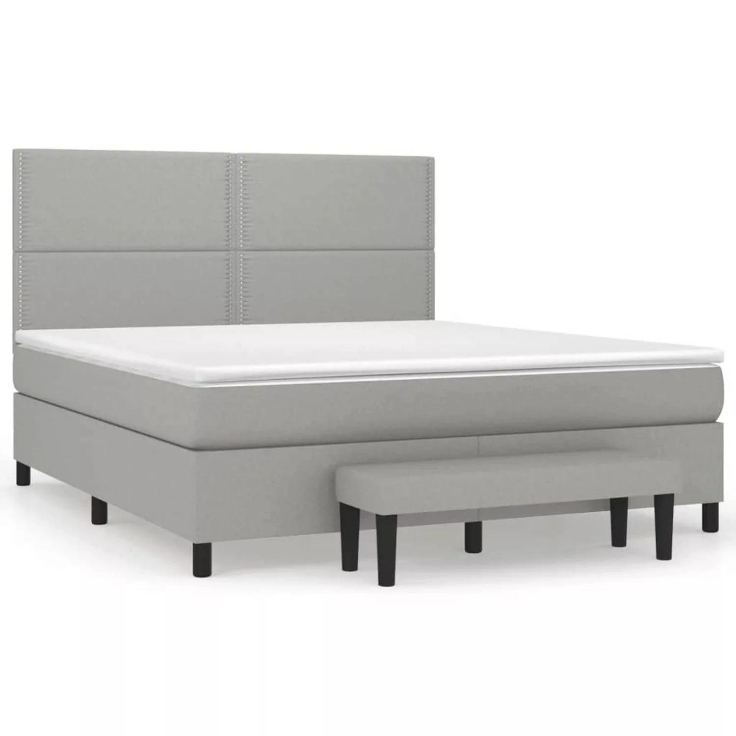 vidaXL Boxspringbett Boxspringbett mit Matratze Hellgrau 180x200 cm Stoff B günstig online kaufen