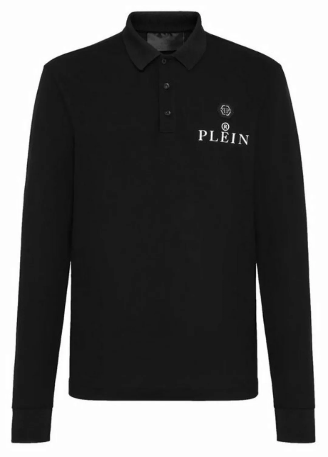 PHILIPP PLEIN Langarm-Poloshirt ikonische PP-Hexagon-Patch günstig online kaufen