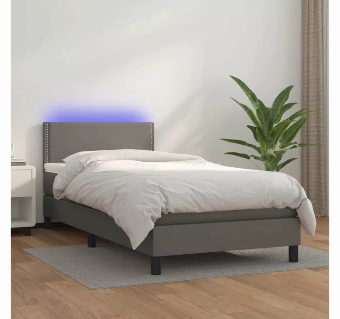 vidaXL Boxspringbett Bett Boxspringbett mit Matratze & LED Kunstleder (90 x günstig online kaufen