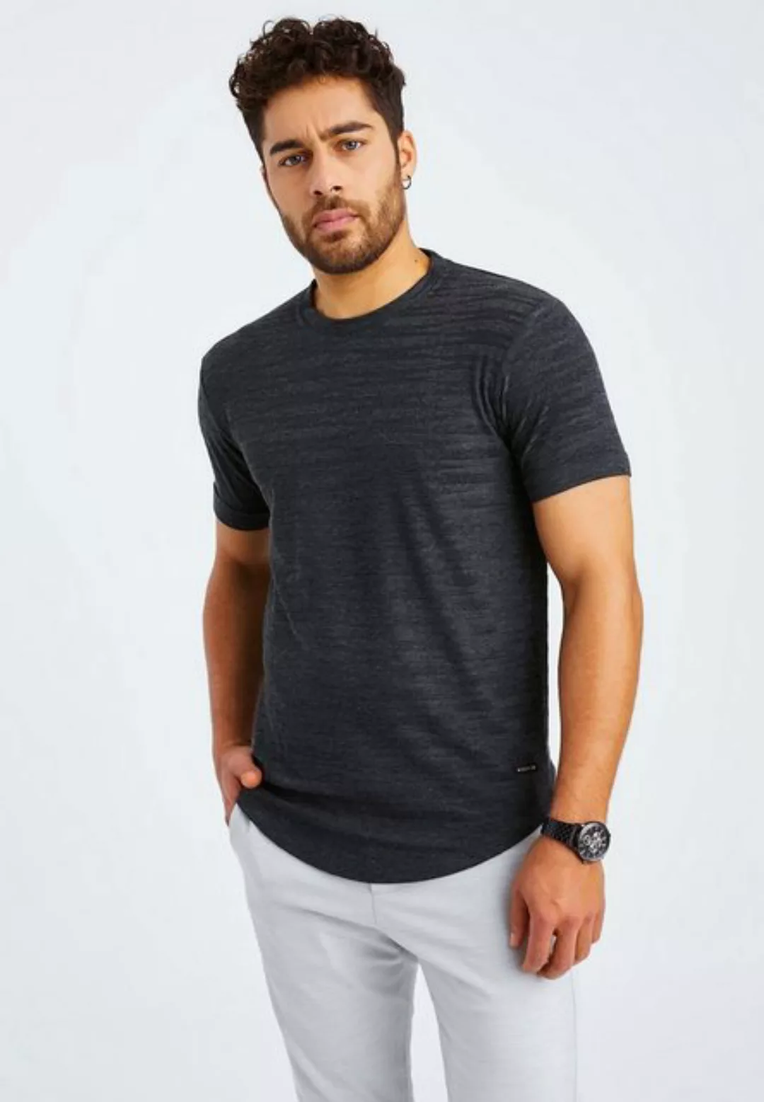 Leif Nelson T-Shirt Herren T-Shirt Rundhals LN-55285 normal günstig online kaufen