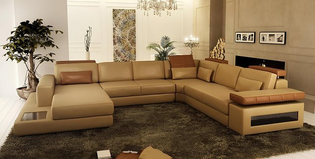 Xlmoebel Ecksofa Neue Ecksofa Wohnlandschaft aus Leder für das Wohnzimmer, günstig online kaufen