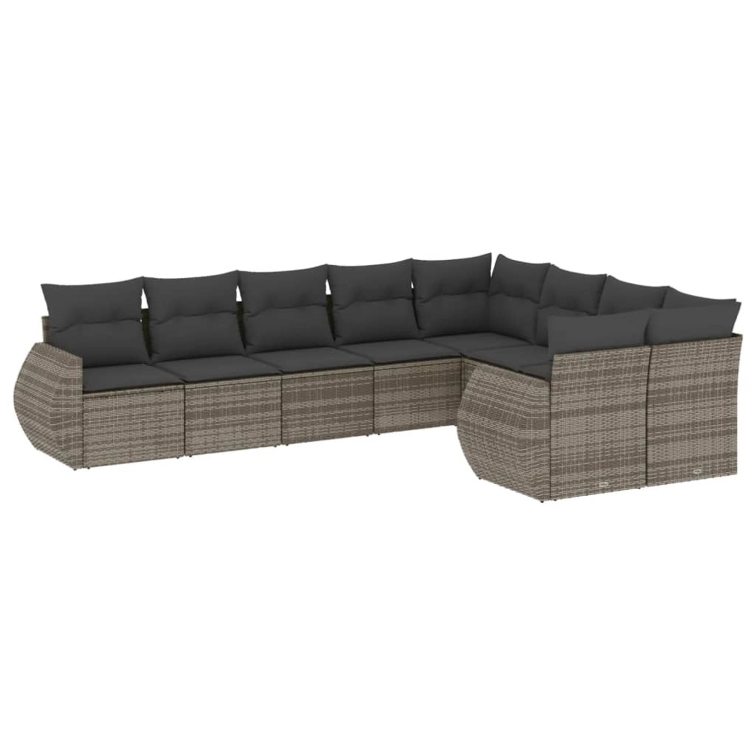 vidaXL 9-Tlg Garten-Sofagarnitur mit Kissen Grau Poly Rattan 3254177 günstig online kaufen